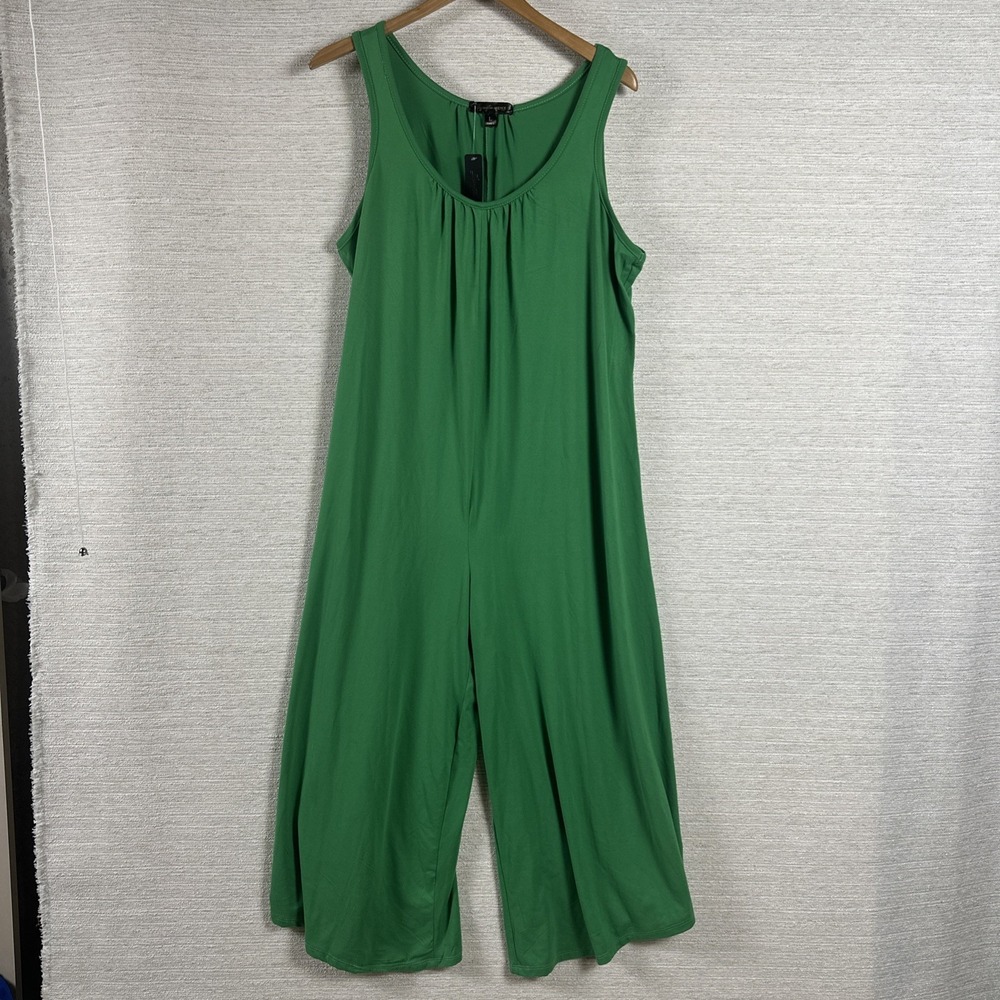 Lexington Avenue Green Jumpsuit Womens Large Wide Leg Sleeveless NWT Flowy